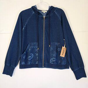 NWT BearPaw  Bandana Print Zip Up Hoodie Jacket Y2K Boho Womens M